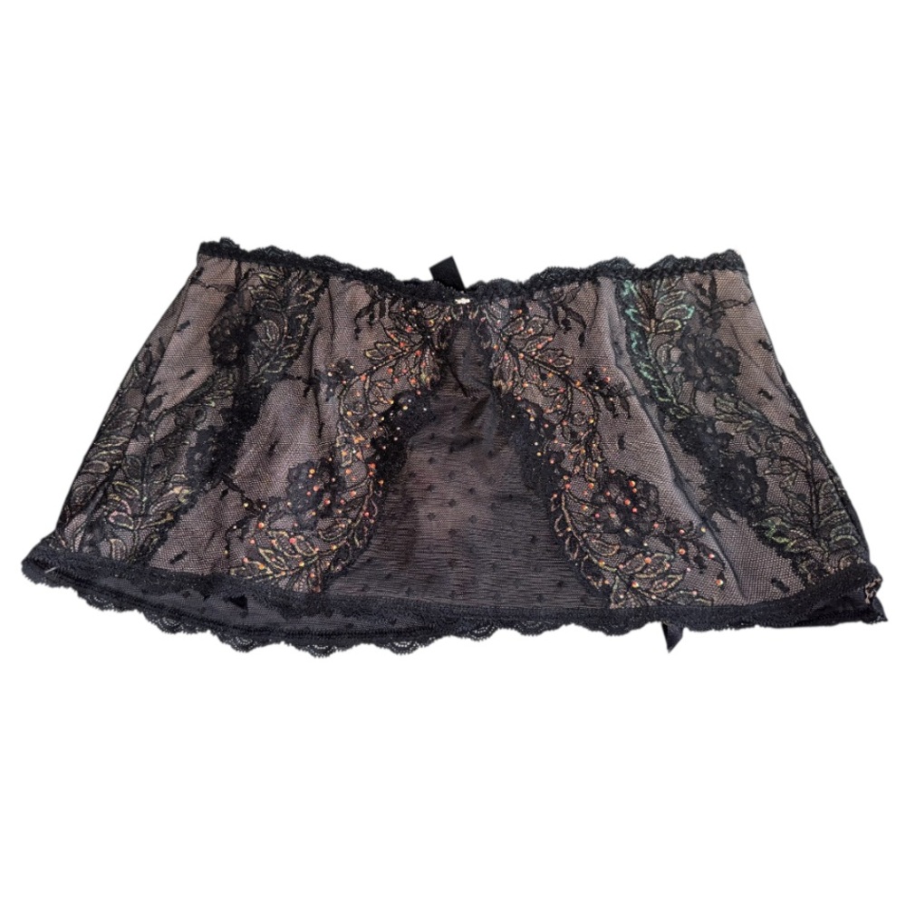 Victoria’s Secret Black Glitter Thong Skirt Girdle